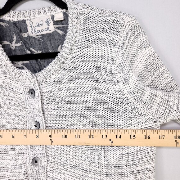 Anthropologie Field Flower Cardigan Sweater Size Large Button UP Double Hem Gray - Picture 9 of 13